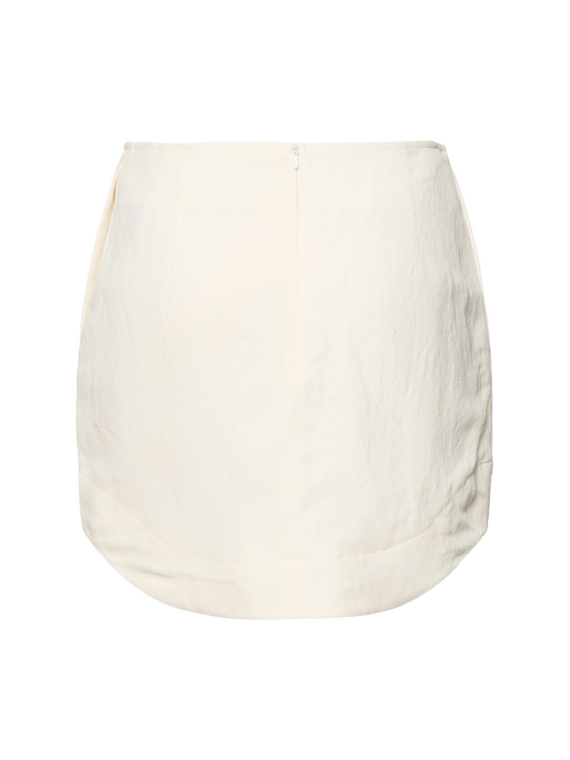 Jw Anderson Mens Off White Curved-hem Two-slip-pockets Woven-blend Mini Skirt In White