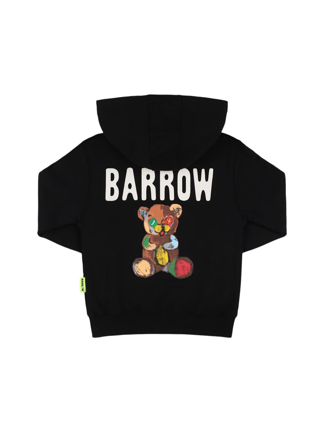 Barrow Printed Cotton Sweatshirt Hoodie In Black