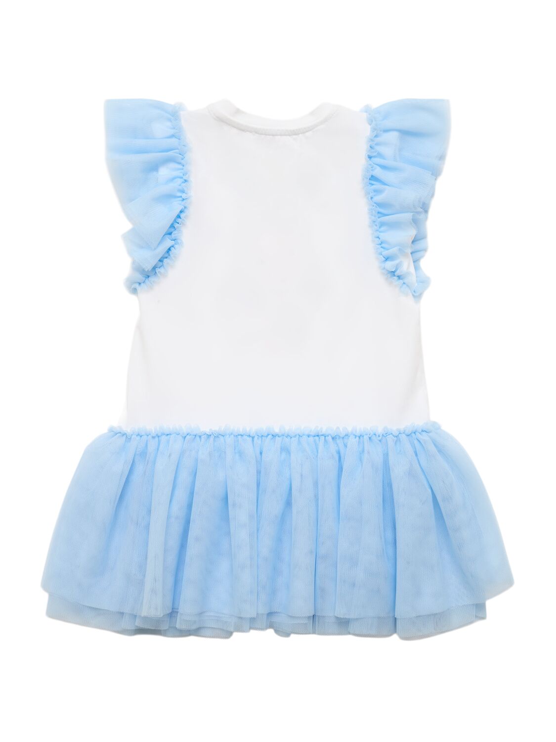 MONNALISA PRINTED JERSEY & TULLE DRESS 