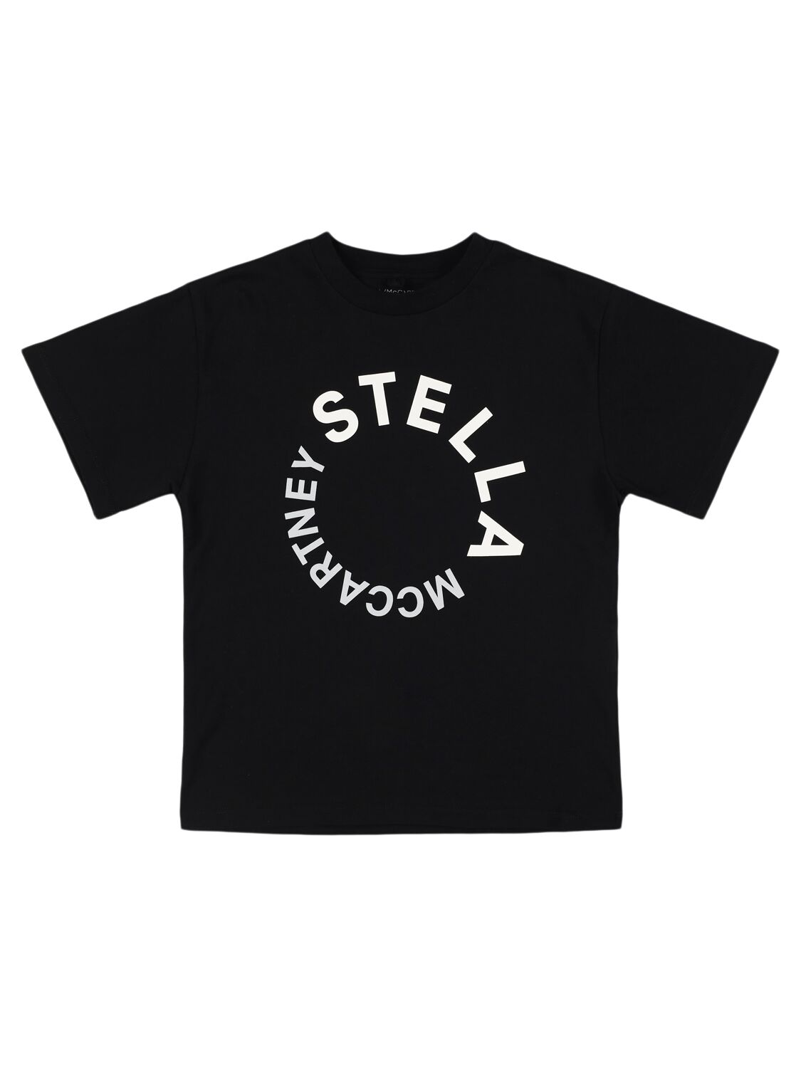 Stella Mccartney Printed Logo Cotton Jersey T-shirt In Black