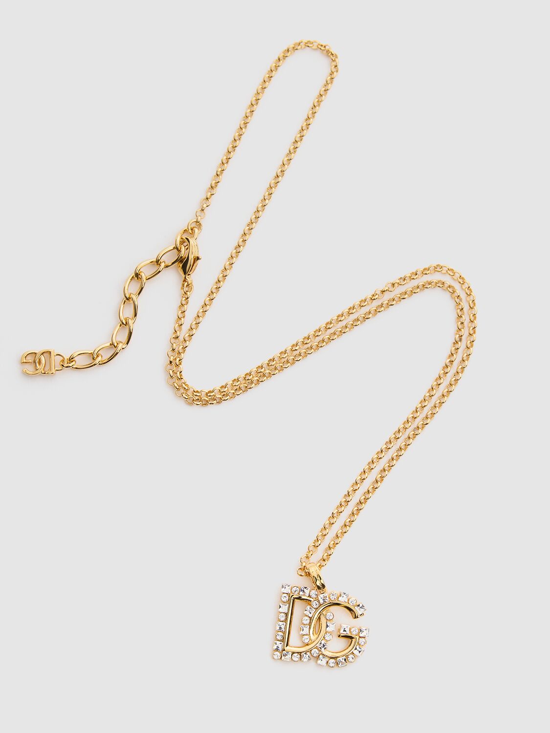 Dolce & Gabbana Dg Logo Rhinestone Necklace In Gold