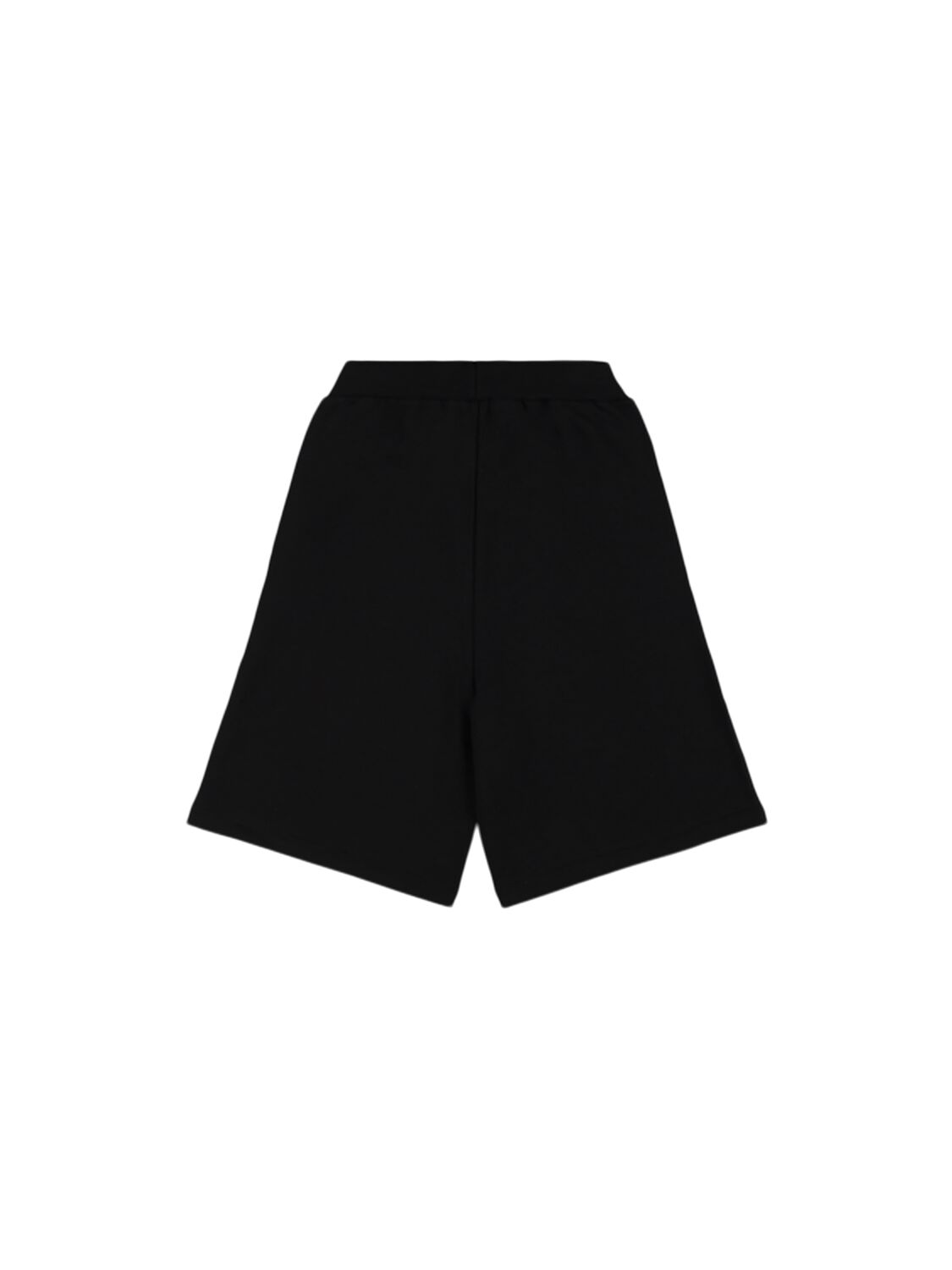 Shop Balmain Cotton Fleece Shorts W/logo In Black
