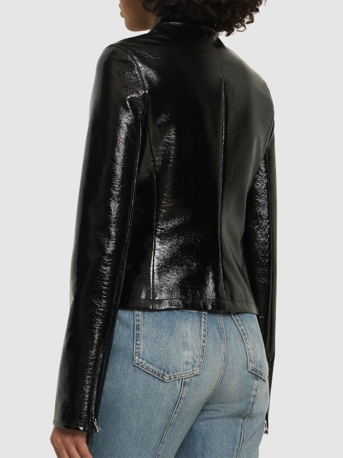 Courrèges Iconic Vinyl Biker Jacket In Black