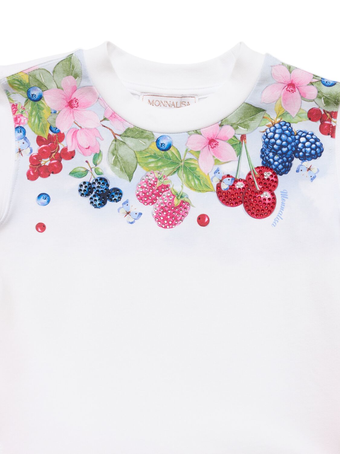 MONNALISA PRINTED STRETCH COTTON DRESS 