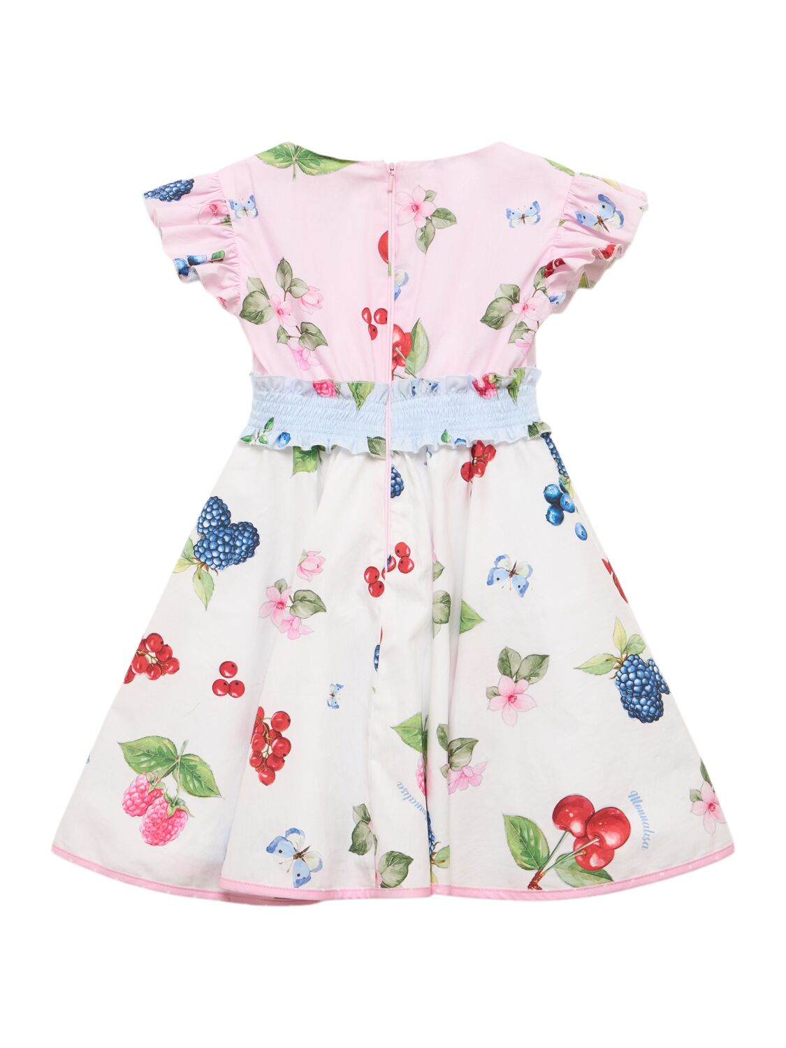 MONNALISA BERRY PRINTED COTTON POPLIN DRESS 