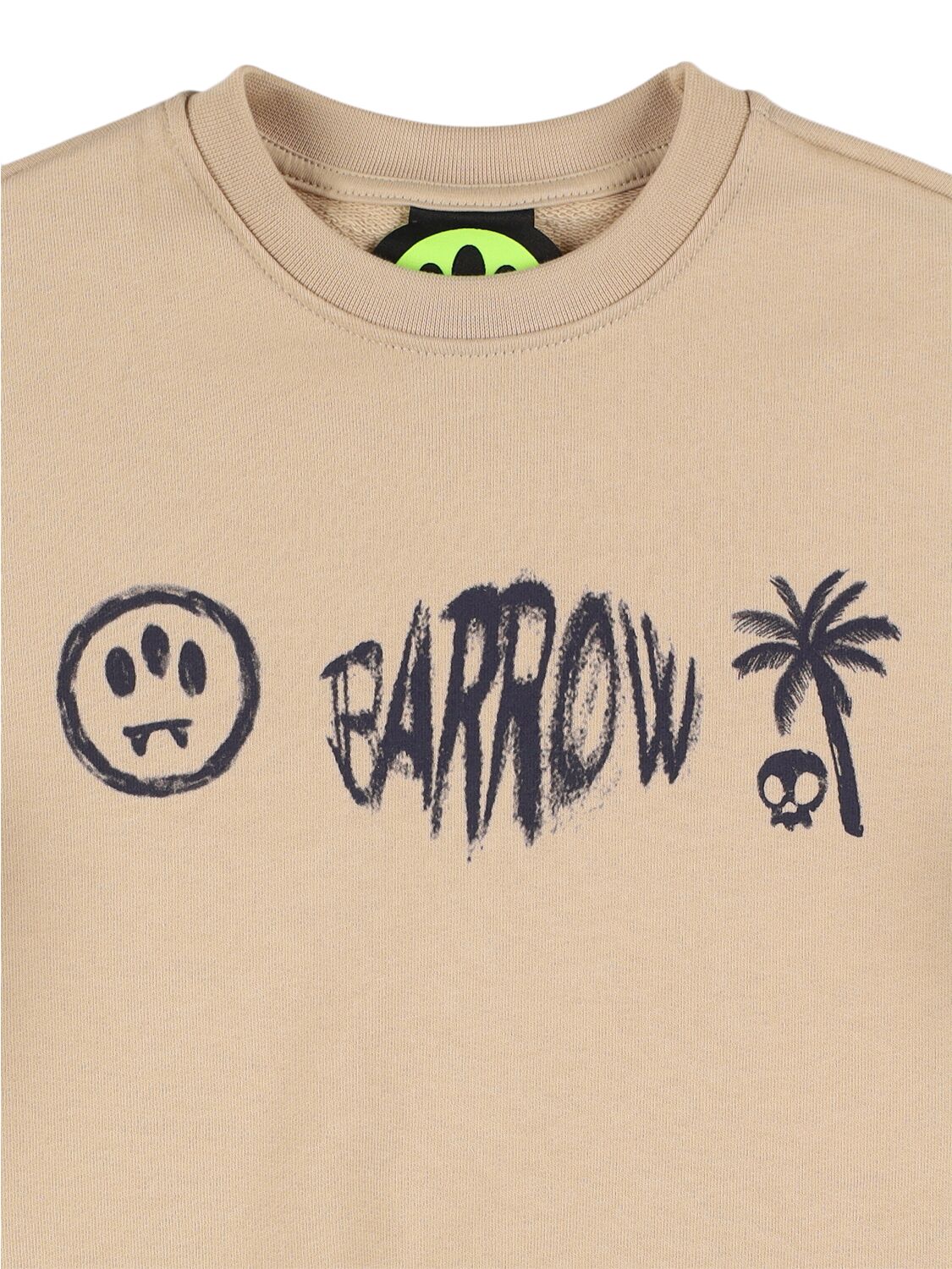 Barrow Printed Cotton Crewneck Sweatshirt In Beige