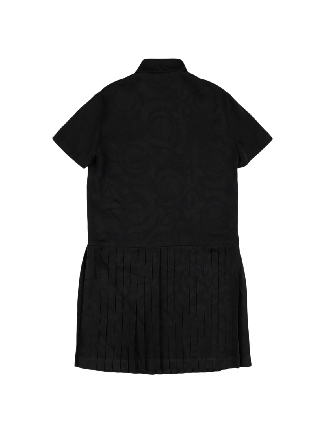 Versace Pleated Satin Shirt Dress In Black