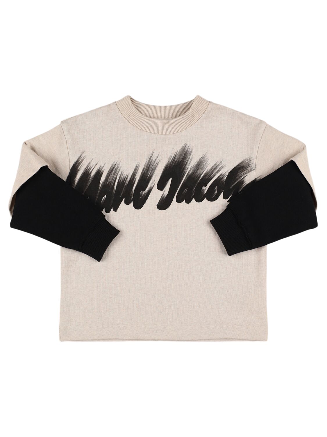 Marc Jacobs Printed Cotton Crewneck Sweatshirt In Beige