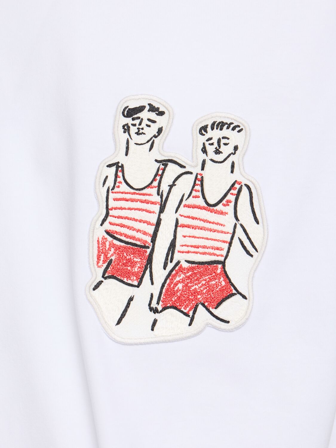 Msgm White Crewneck T-shirt With Patch On The Front And Logo Lettering On The Back In Cotton Man In Optic White