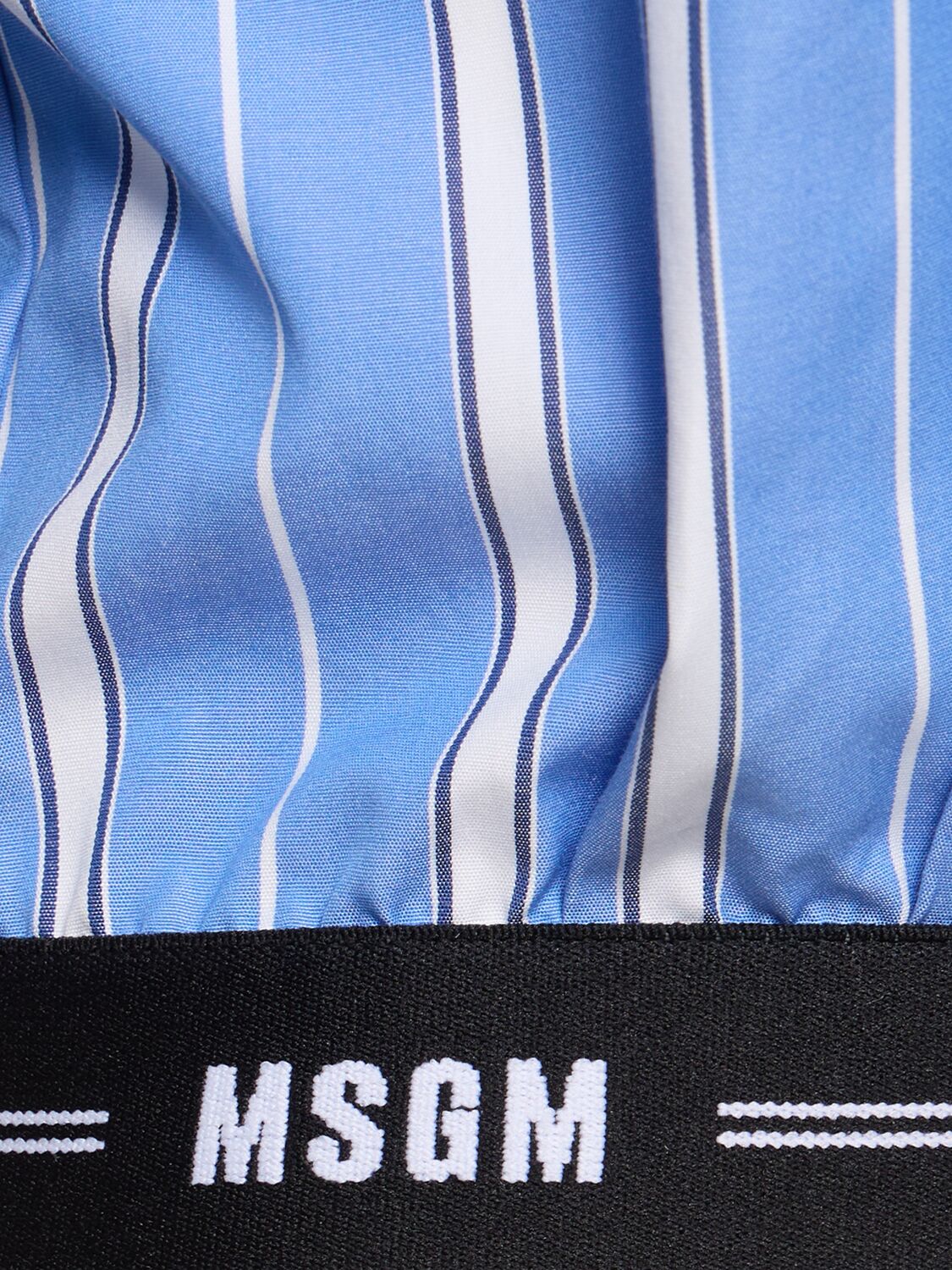Msgm Collared Neck Cropped Top With Striped Pattern In Blue/multi