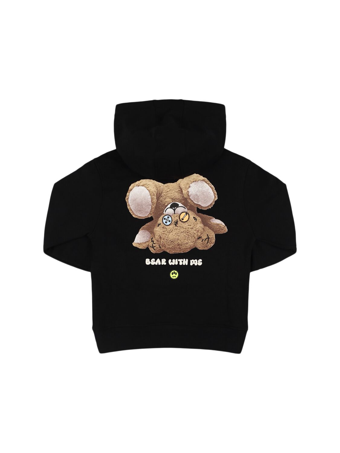 Barrow Printed Cotton Sweatshirt Hoodie In Black