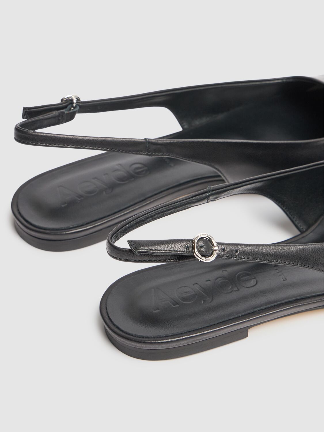 Aeyde 10mm Geraldine Napa Slingback Flats In Black