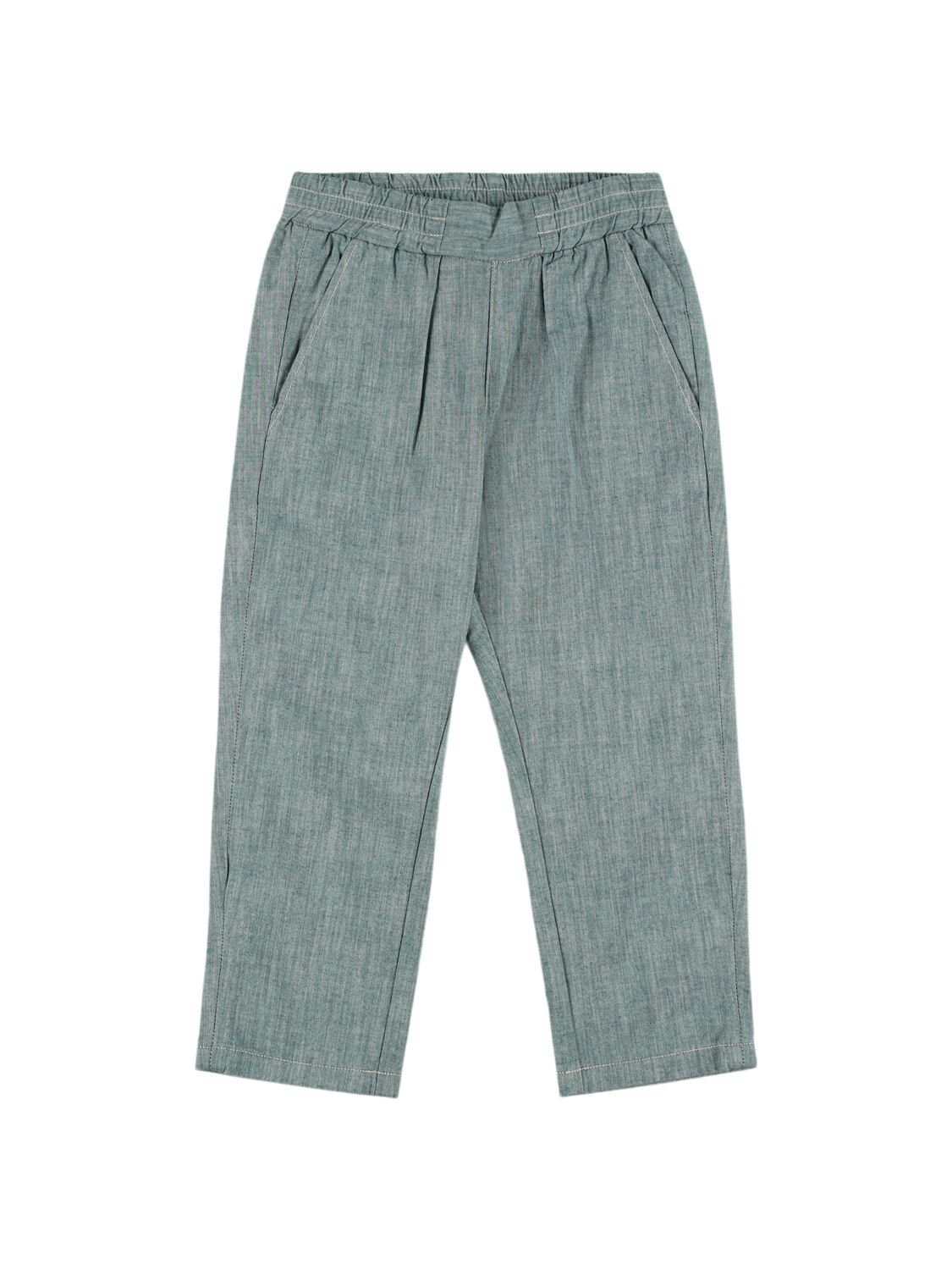 Bonpoint Cotton Chambray Pants In Dark Green