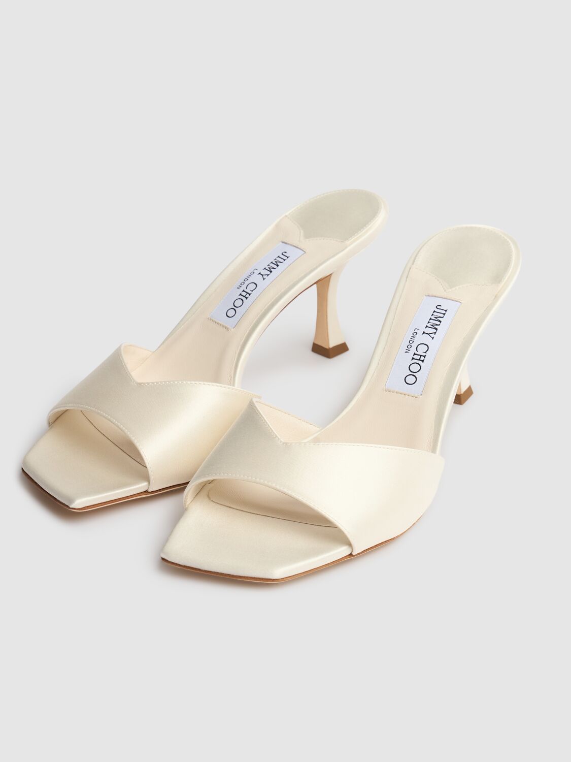 Jimmy Choo 70mm Skye Satin Mules In Ivory