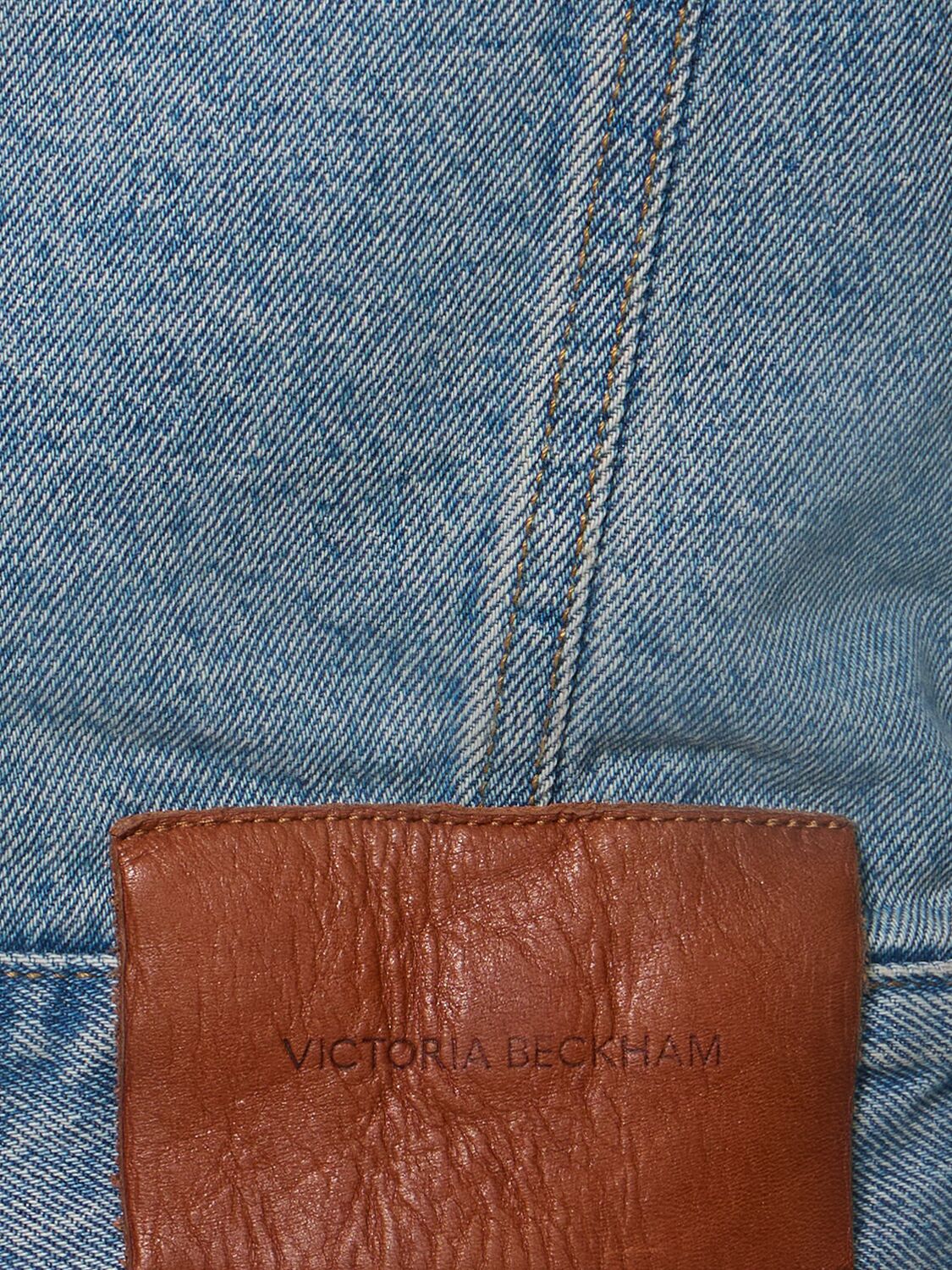 Shop Victoria Beckham Padded Denim Twill Jacket In 蓝色