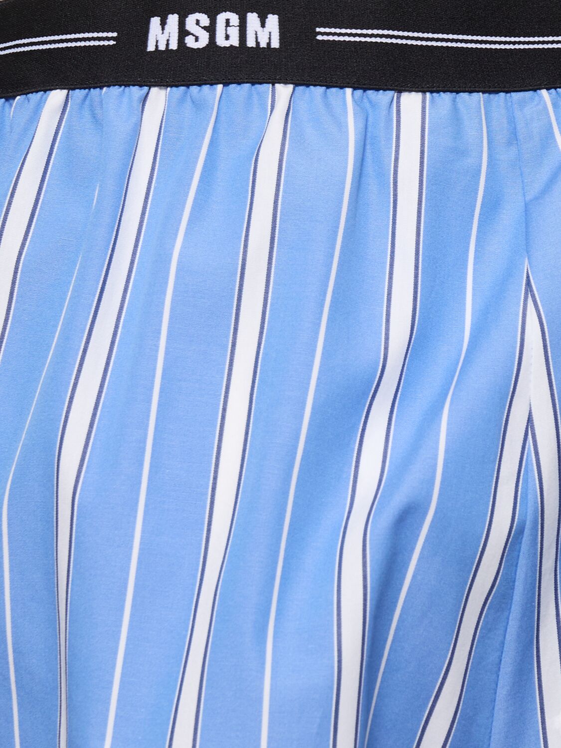 Msgm Blue Bermuda Shorts With Elastic Drawstring Waist With Logo Lettering And All-over Striped Motif In In 蓝色/多色