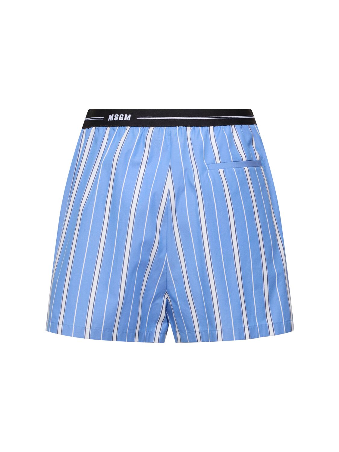 Msgm Blue Bermuda Shorts With Elastic Drawstring Waist With Logo Lettering And All-over Striped Motif In In 蓝色/多色
