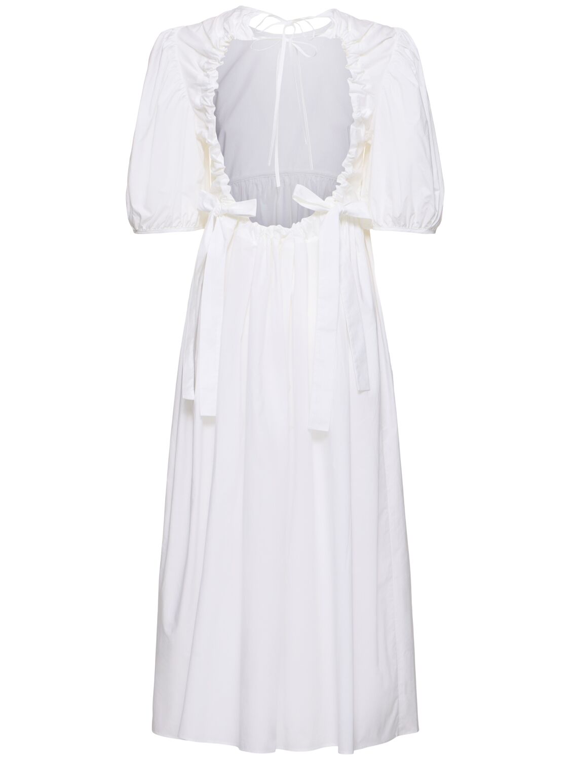 Shop Cecilie Bahnsen Ailey Cotton Poplin Midi Dress In 白色