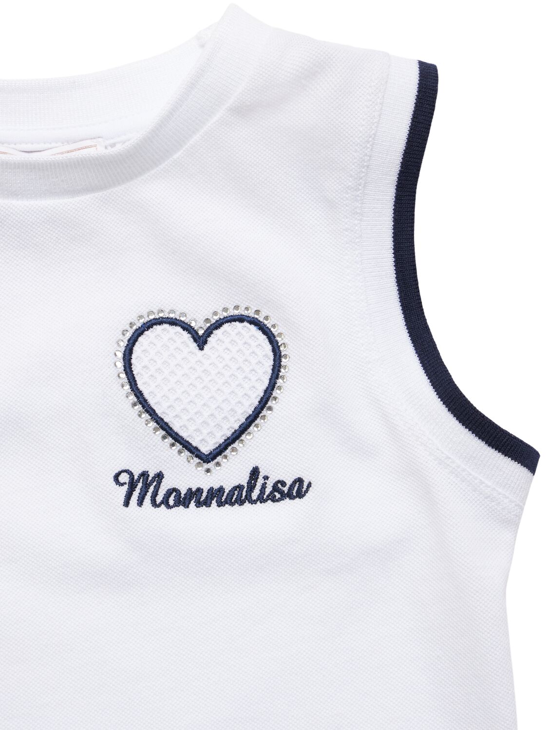 MONNALISA EMBROIDERED COTTON PIQUET TANK TOP 