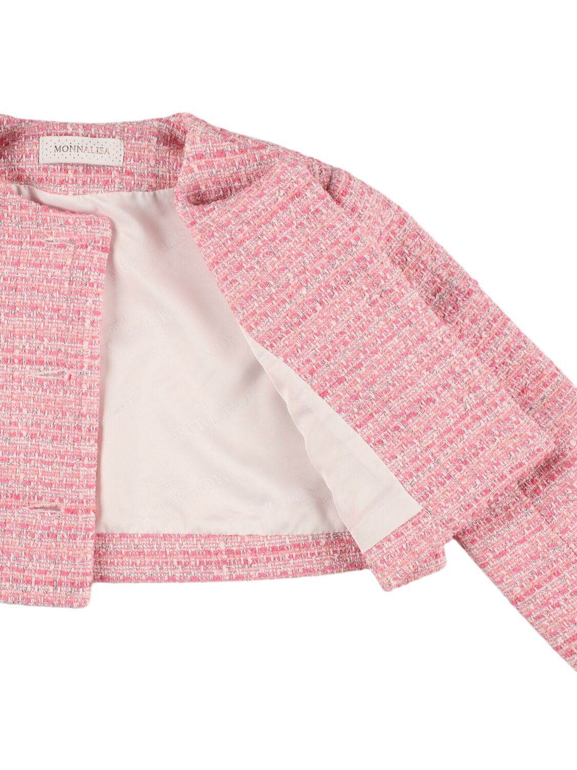 MONNALISA PRINTED COTTON BLEND BOUCLÉ JACKET 