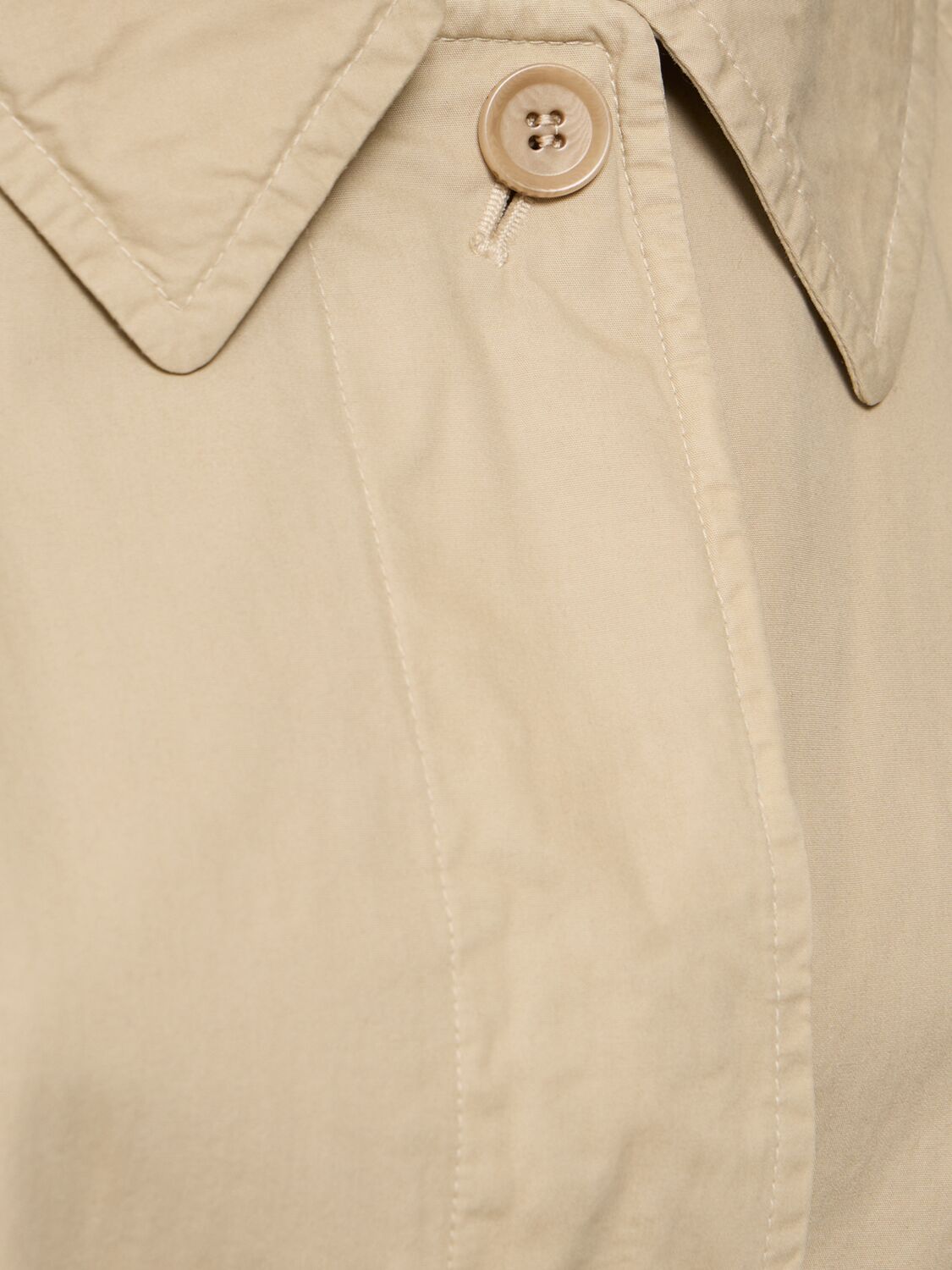 Aspesi Cotton Canvas Belted Long Coat In 米黄色