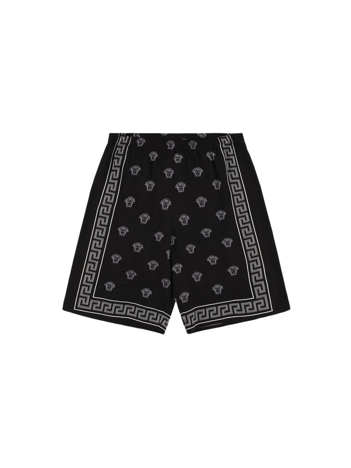 Versace Printed Viscose Shorts In Black/white