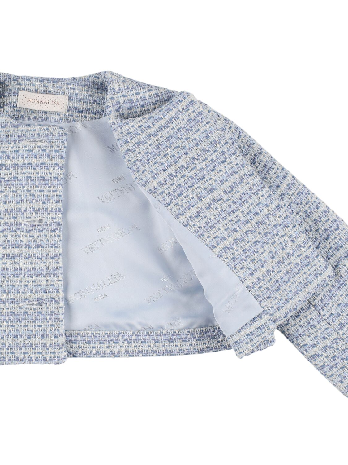 MONNALISA PRINTED COTTON BLEND BOUCLÉ JACKET 
