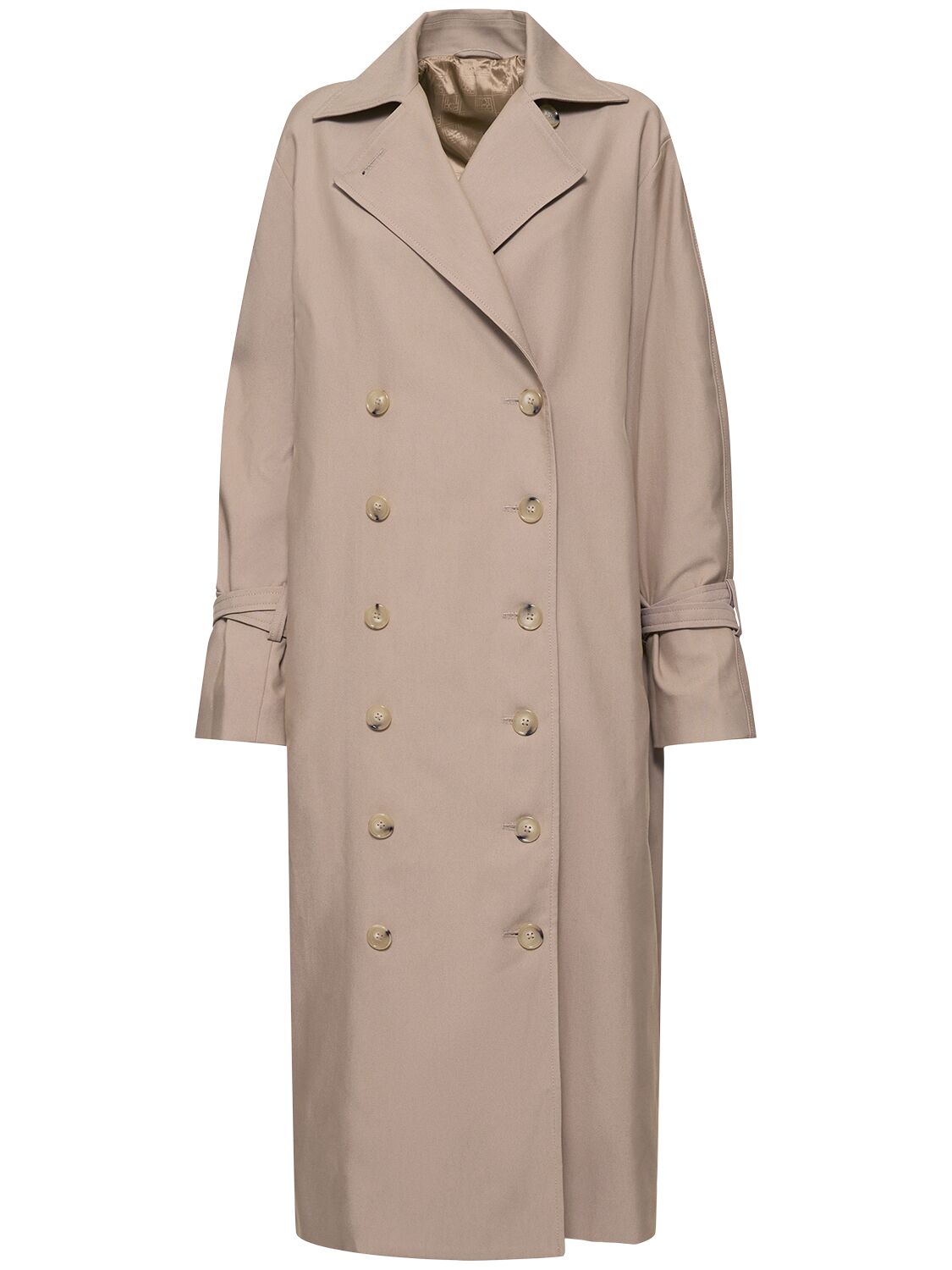 Shop Totême Signature Long Gabardine Trench Coat In Khaki