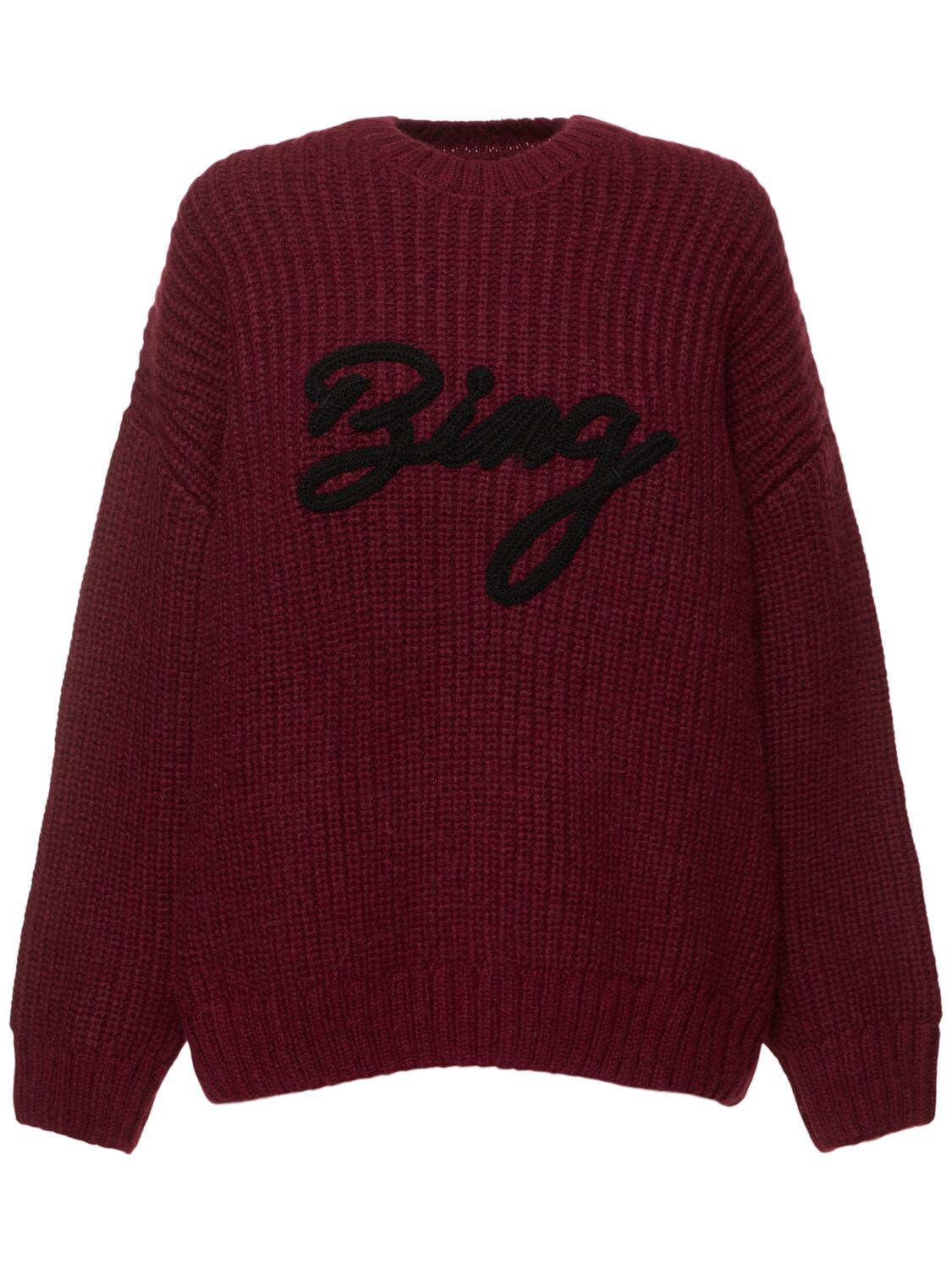 Sydney Logo Wool Blend Rib Knit Sweater