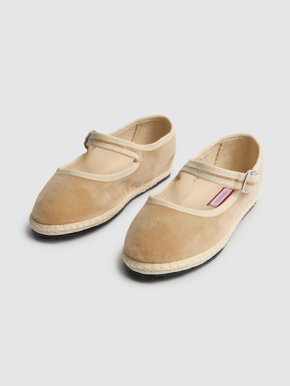 Shop Vibi Venezia Cotton Velvet Mary Jane Loafers In Beige