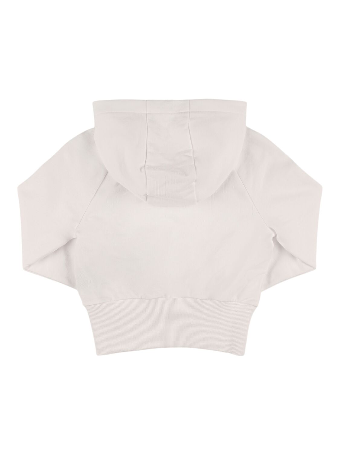 Balmain Logo Cotton Cropped Hoodie In White