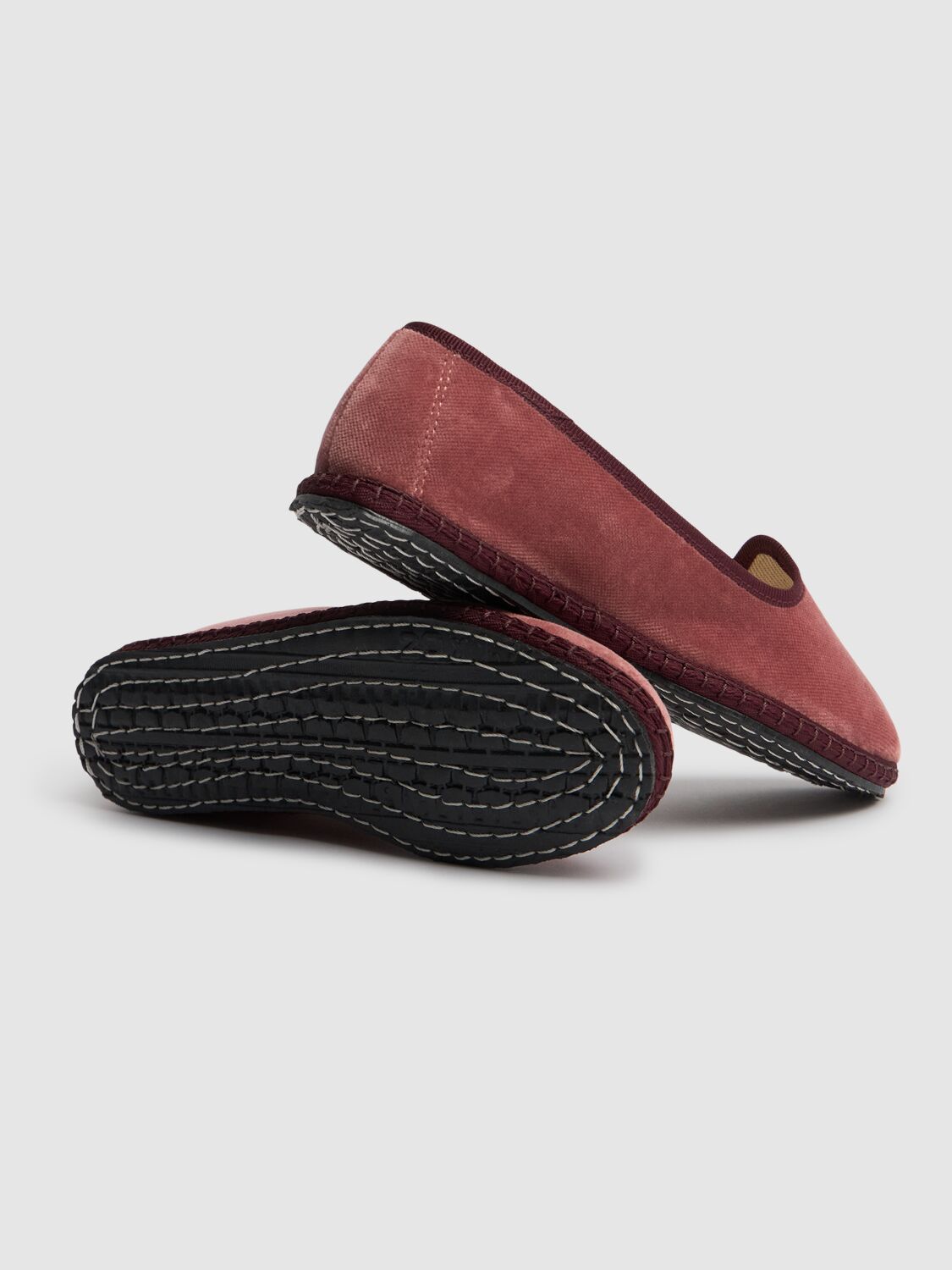 Shop Vibi Venezia Cotton Velvet Loafers In 粉色