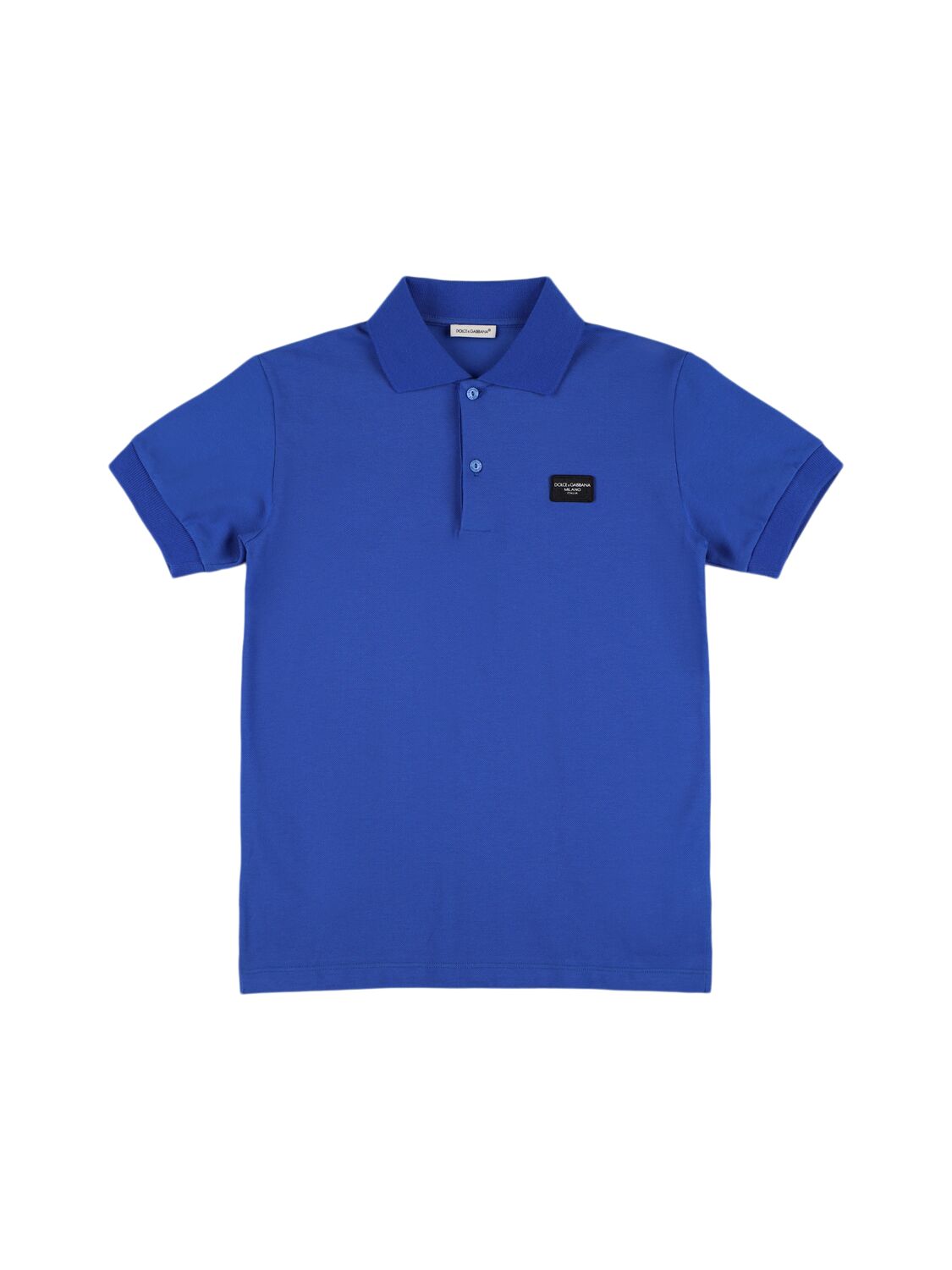 Dolce & Gabbana Cotton Piquet Polo W/logo In Blue