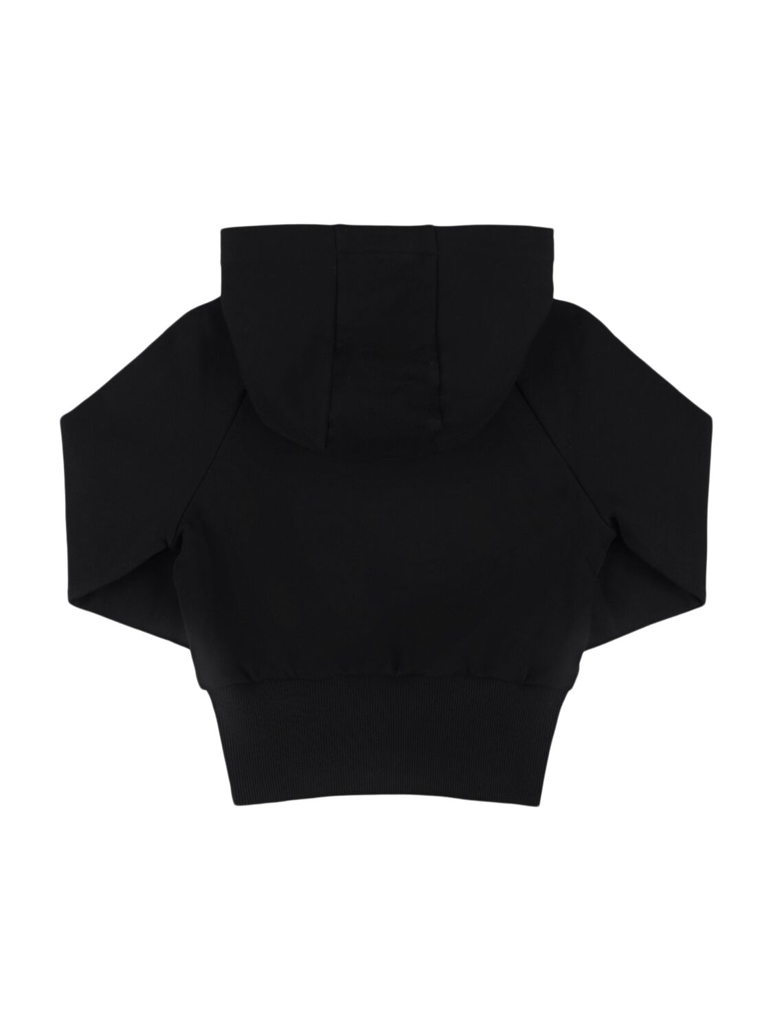 Balmain Logo Cotton Cropped Hoodie In Black