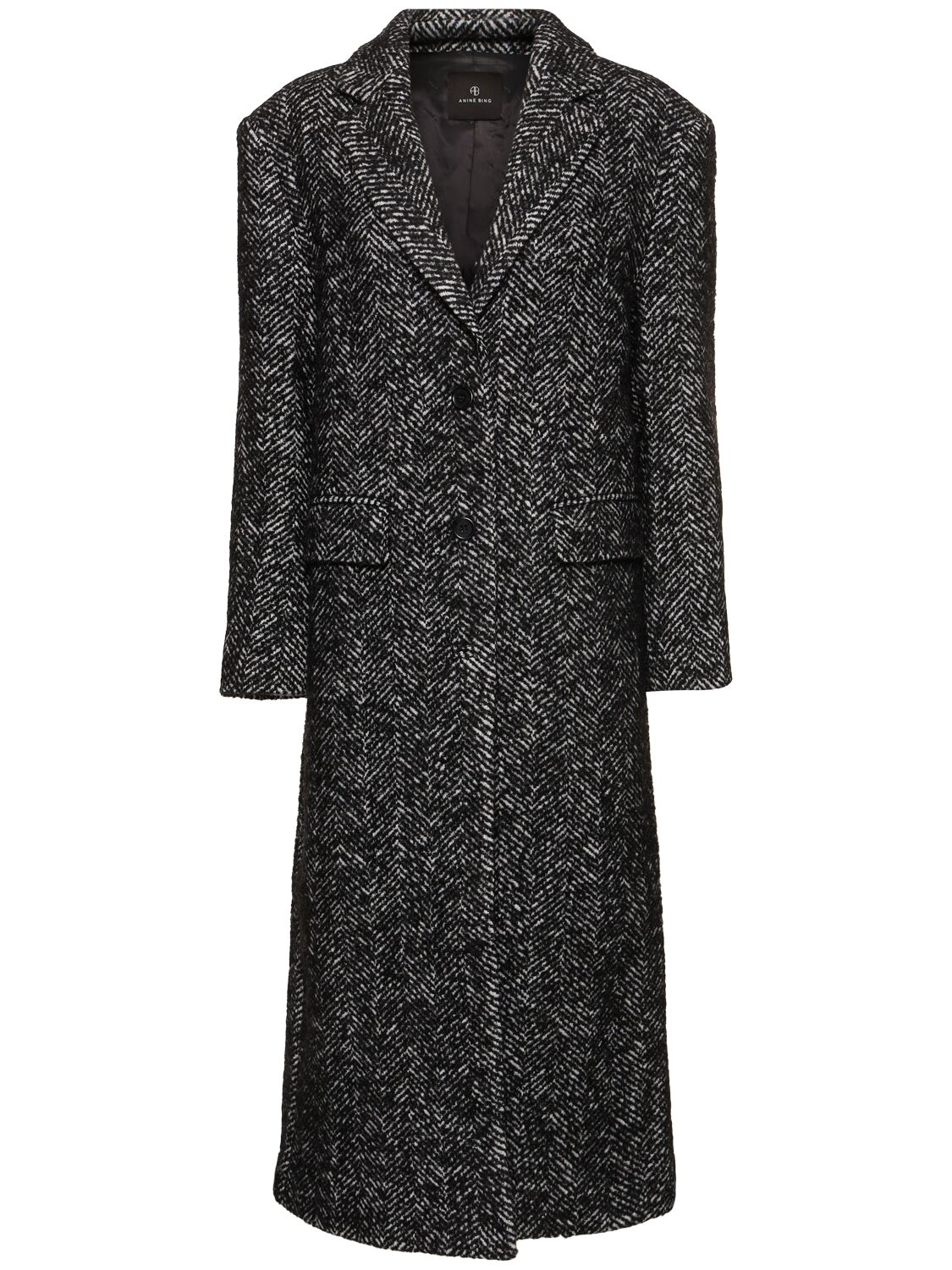 Quinn Wool Blend Herringbone Tweed Coat