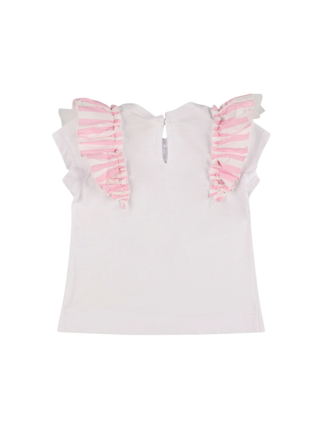 MONNALISA COTTON JERSEY T-SHIRT W/ APPLIQUÉ 