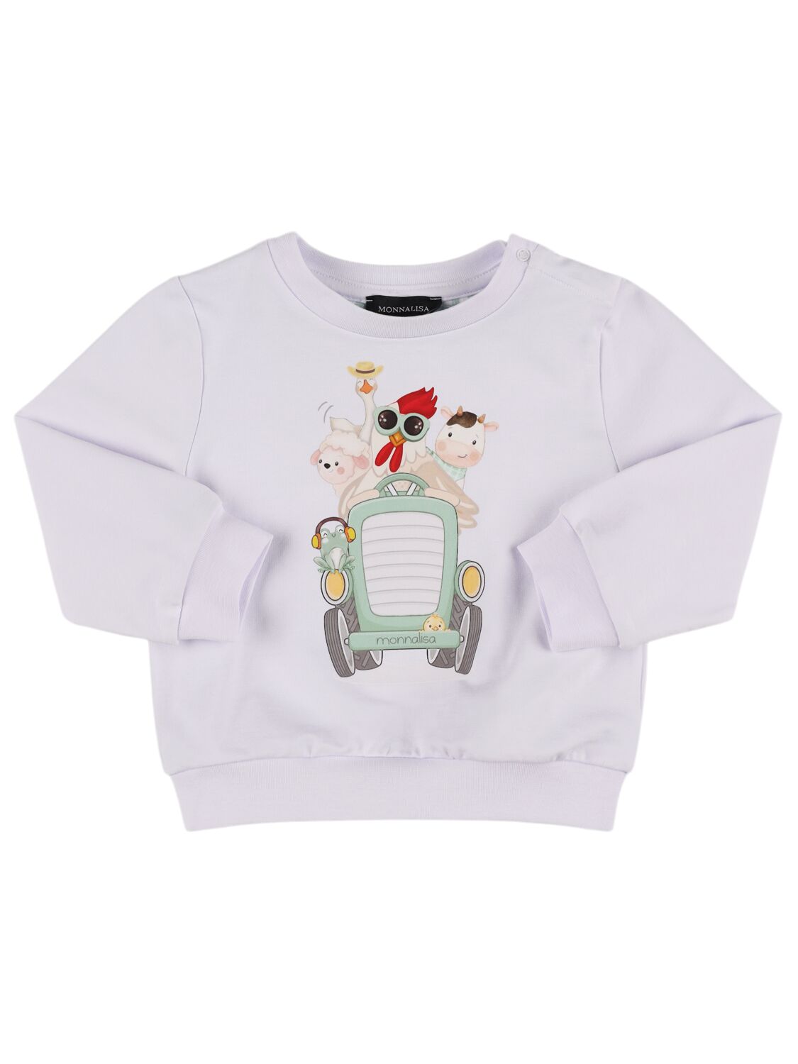 Monnalisa Printed Cotton Blend Sweatshirt In White