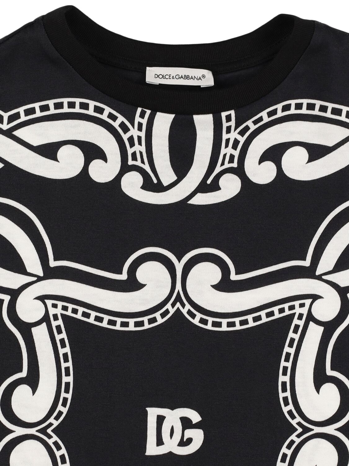 Dolce & Gabbana Printed Cotton Jersey T-shirt In Black/white