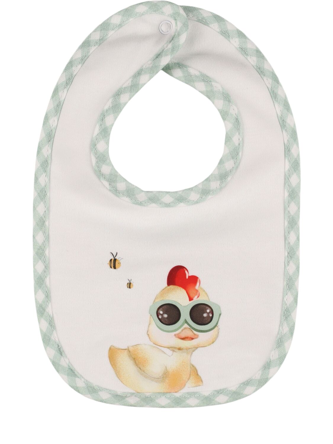 MONNALISA PRINTED COTTON ROMPER, BIB & HAT 