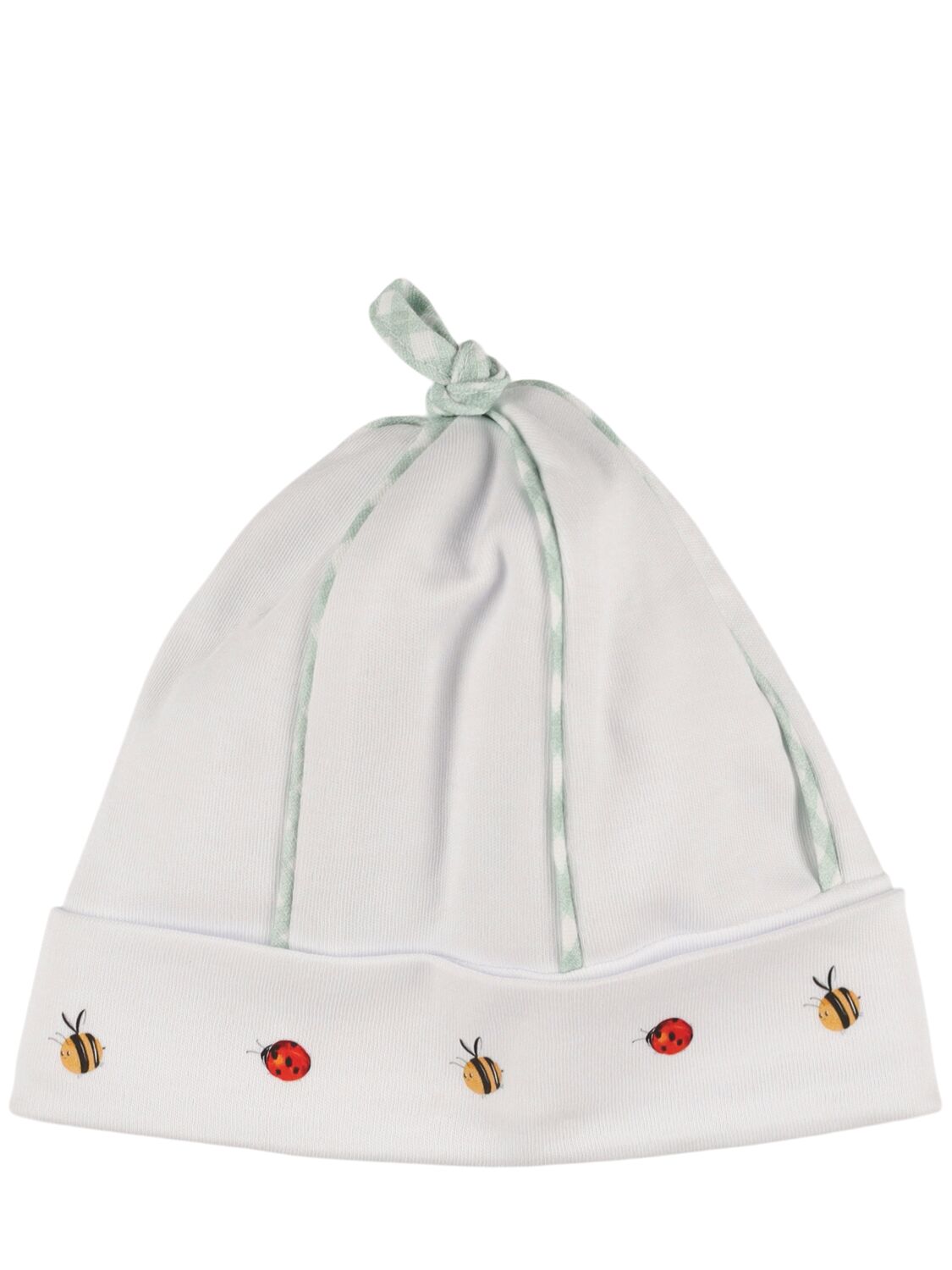 MONNALISA PRINTED COTTON ROMPER, BIB & HAT 