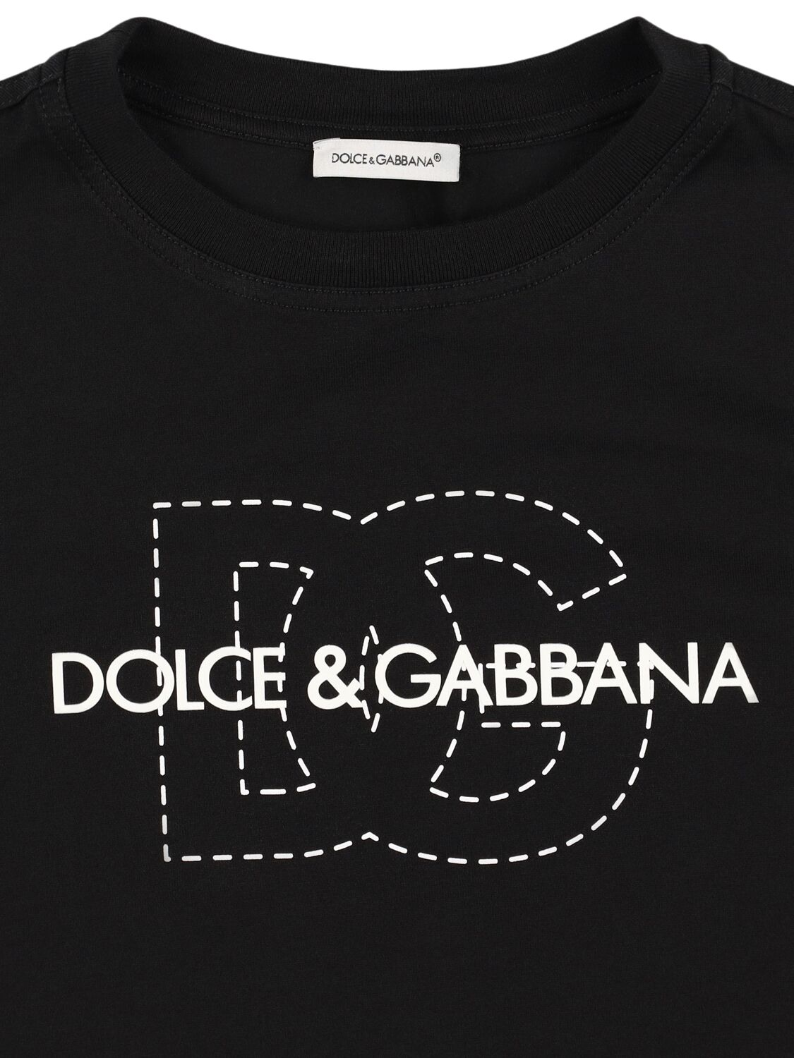 Dolce & Gabbana Printed Cotton Jersey T-shirt  W/logo In Black
