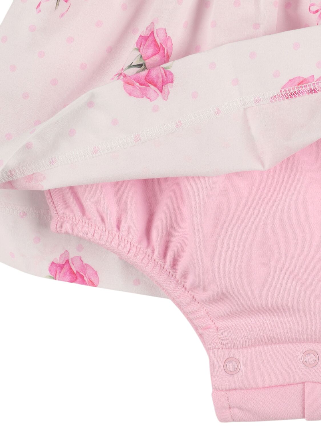 MONNALISA PRINTED COTTON DRESS & DIAPER COVER 