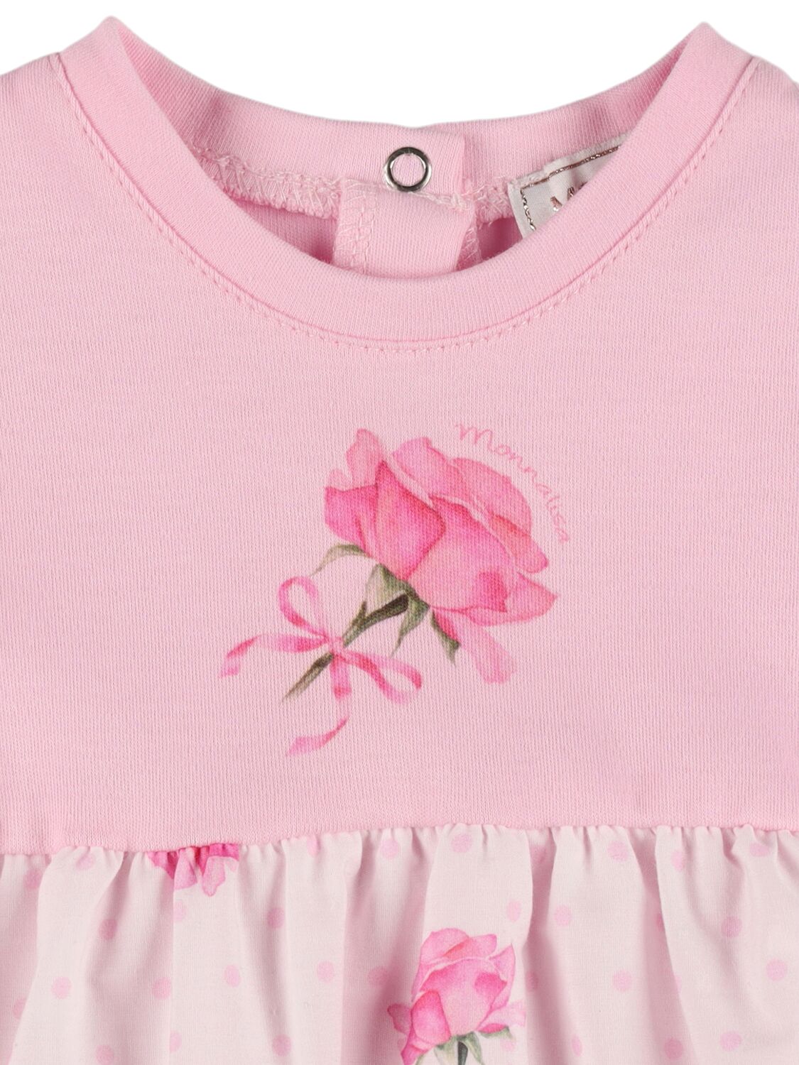 MONNALISA PRINTED COTTON DRESS & DIAPER COVER 