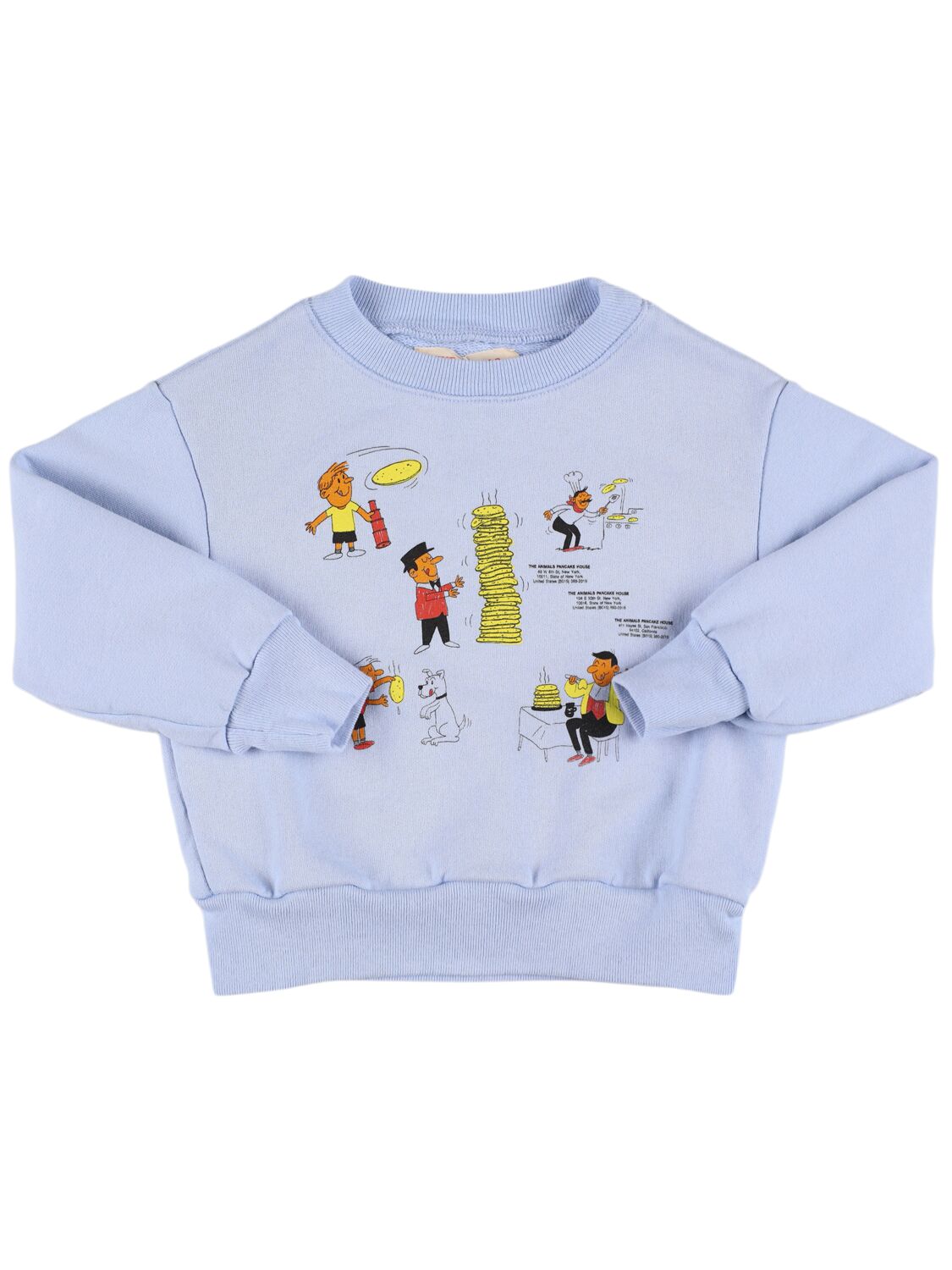 The Animals Observatory Printed Cotton Sweatshirt In Light Blue