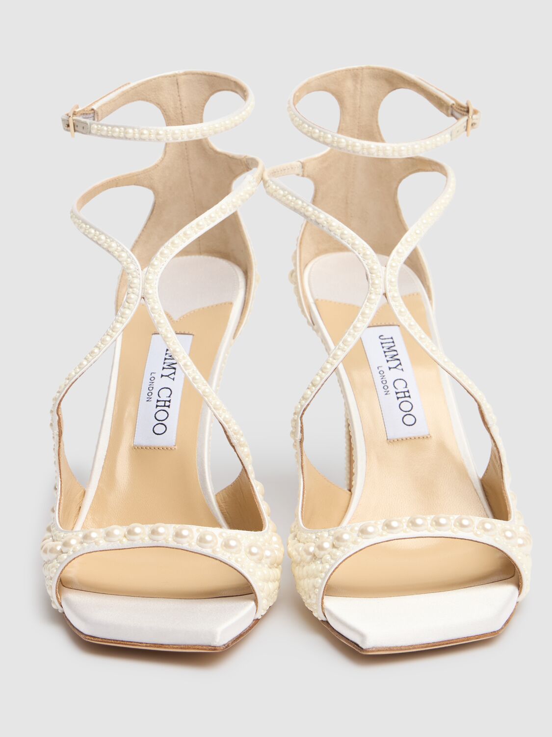 Jimmy Choo Azia 95 Sandals With Pearls In White