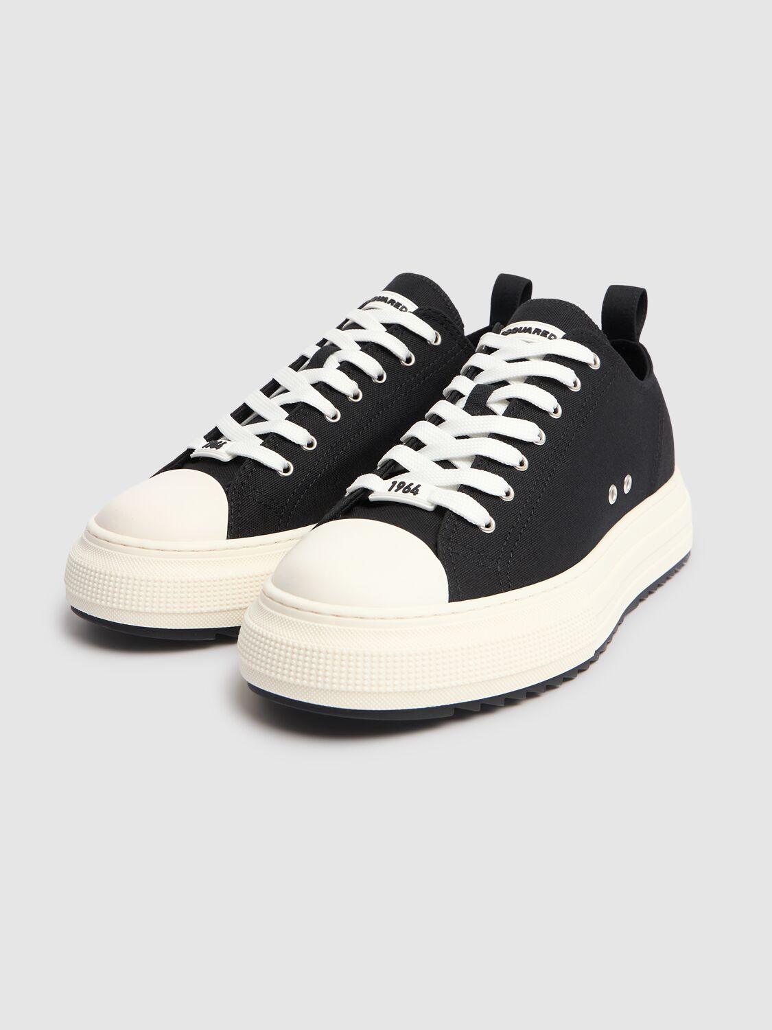 Shop Dsquared2 Cotton Canvas Low Sneakers In Black