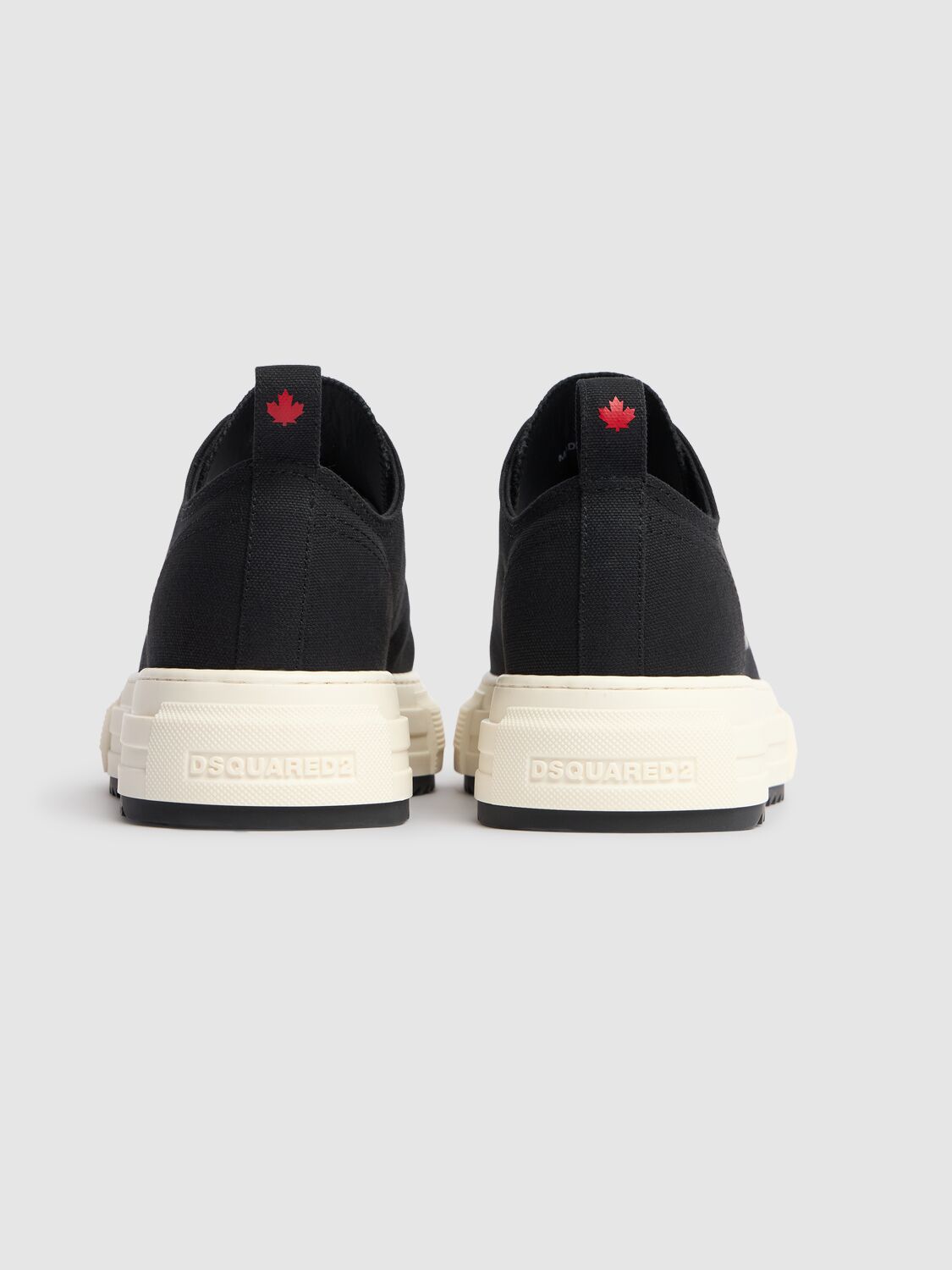 Shop Dsquared2 Cotton Canvas Low Sneakers In Black