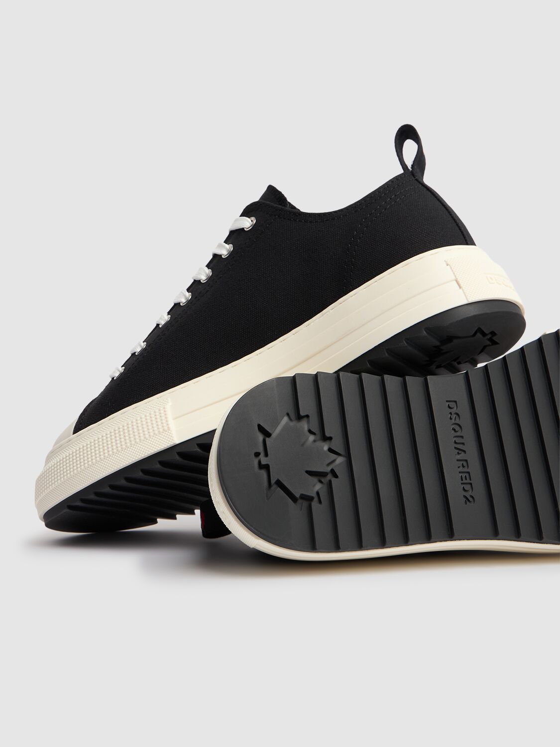 Shop Dsquared2 Cotton Canvas Low Sneakers In Black