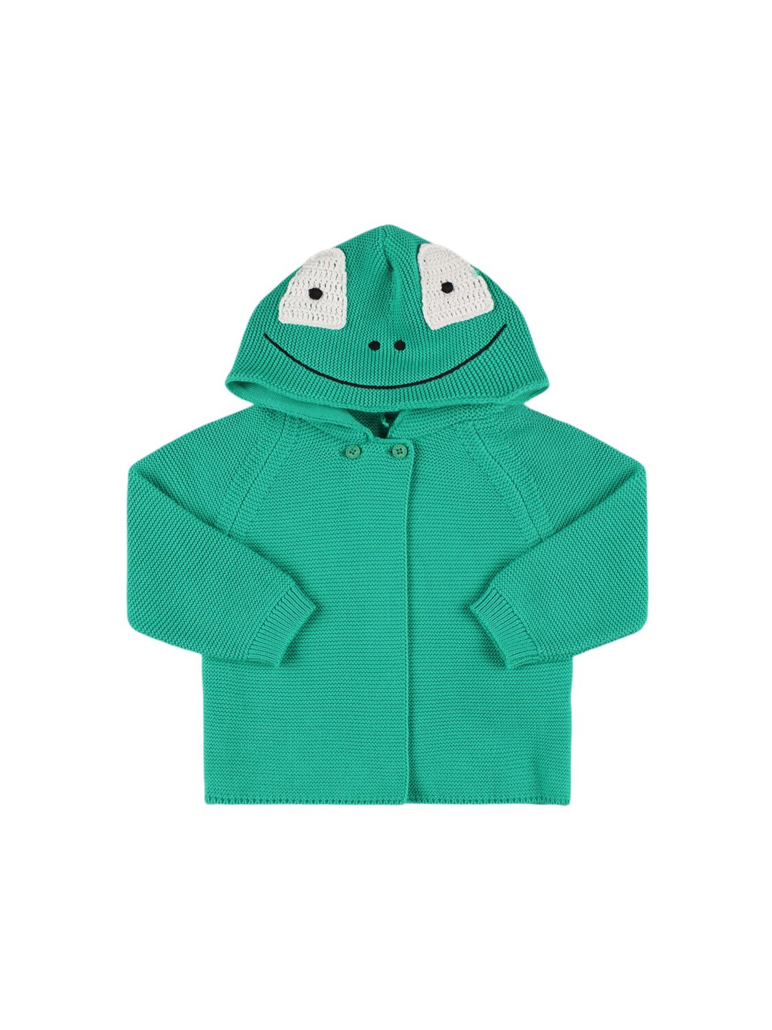 Stella Mccartney Cotton Knit Hooded Cardigan In Green