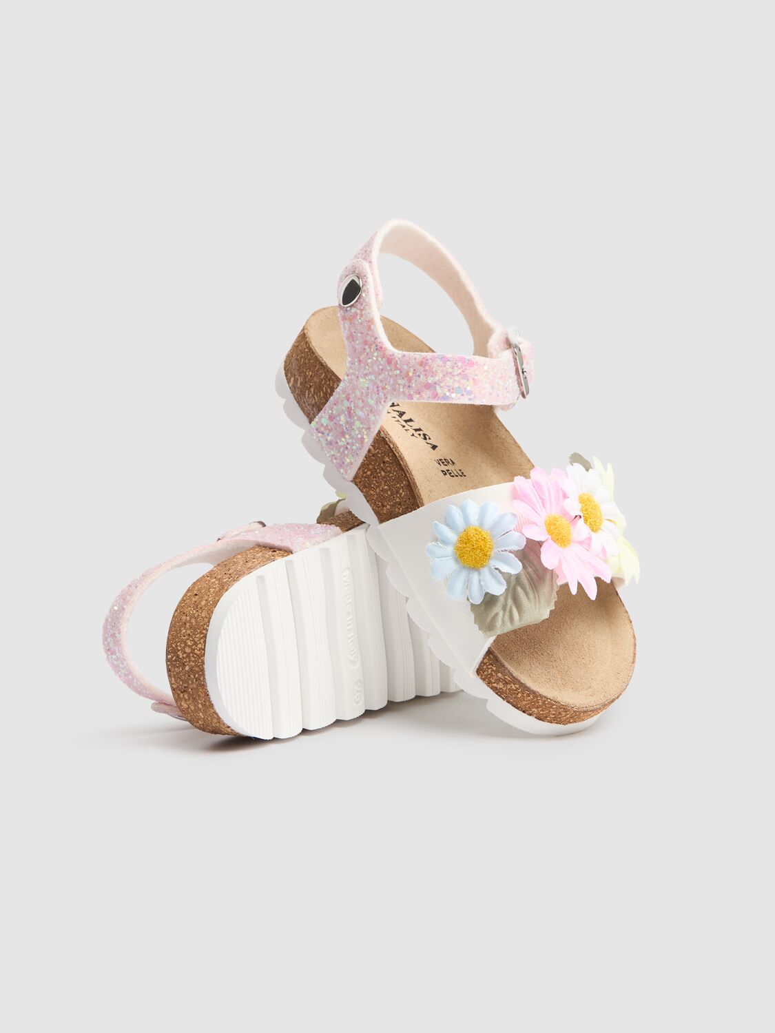 MONNALISA DAISY APPLIQUÉ SANDALS 